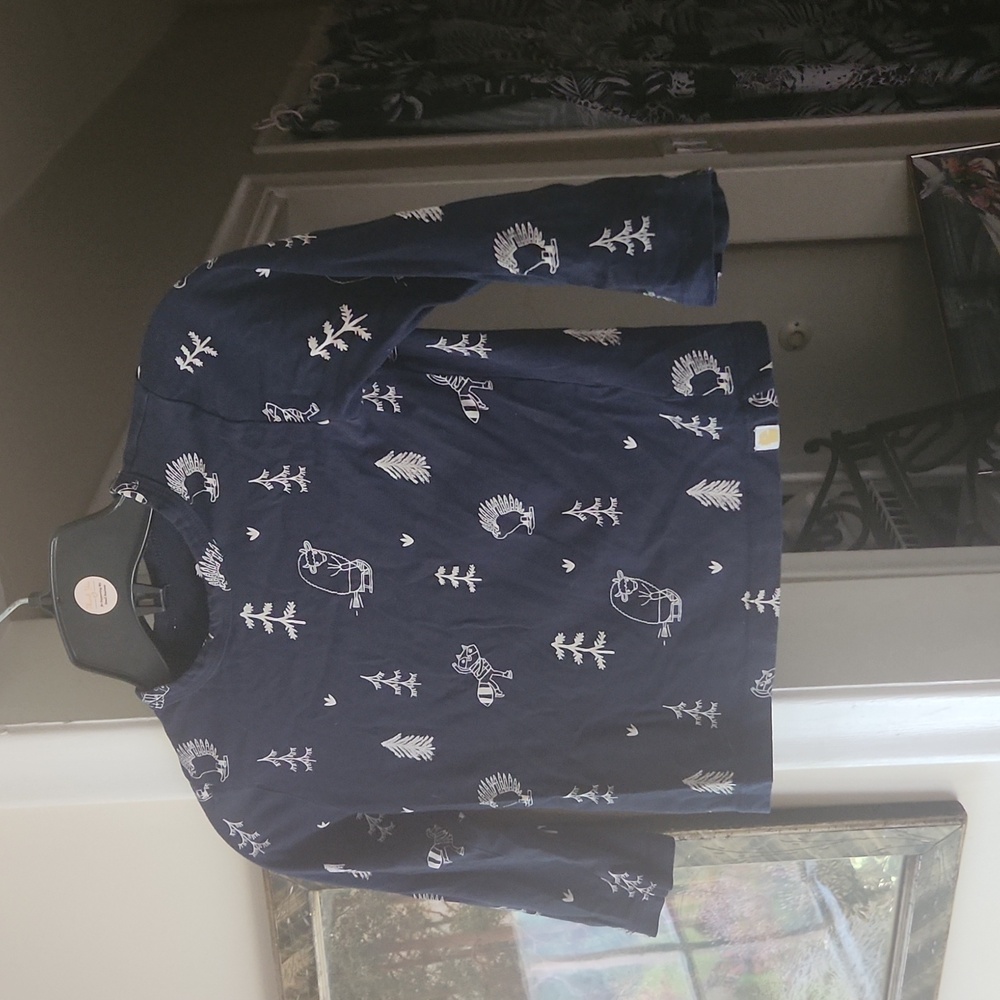 O5 So cute woodsy Rise Little Earthling L Sleeve Tee w/racoon, porcupine + bison
